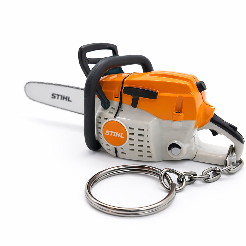 STIHL 0420 960 0003 Chainsaw Keyring with Realistic Battery