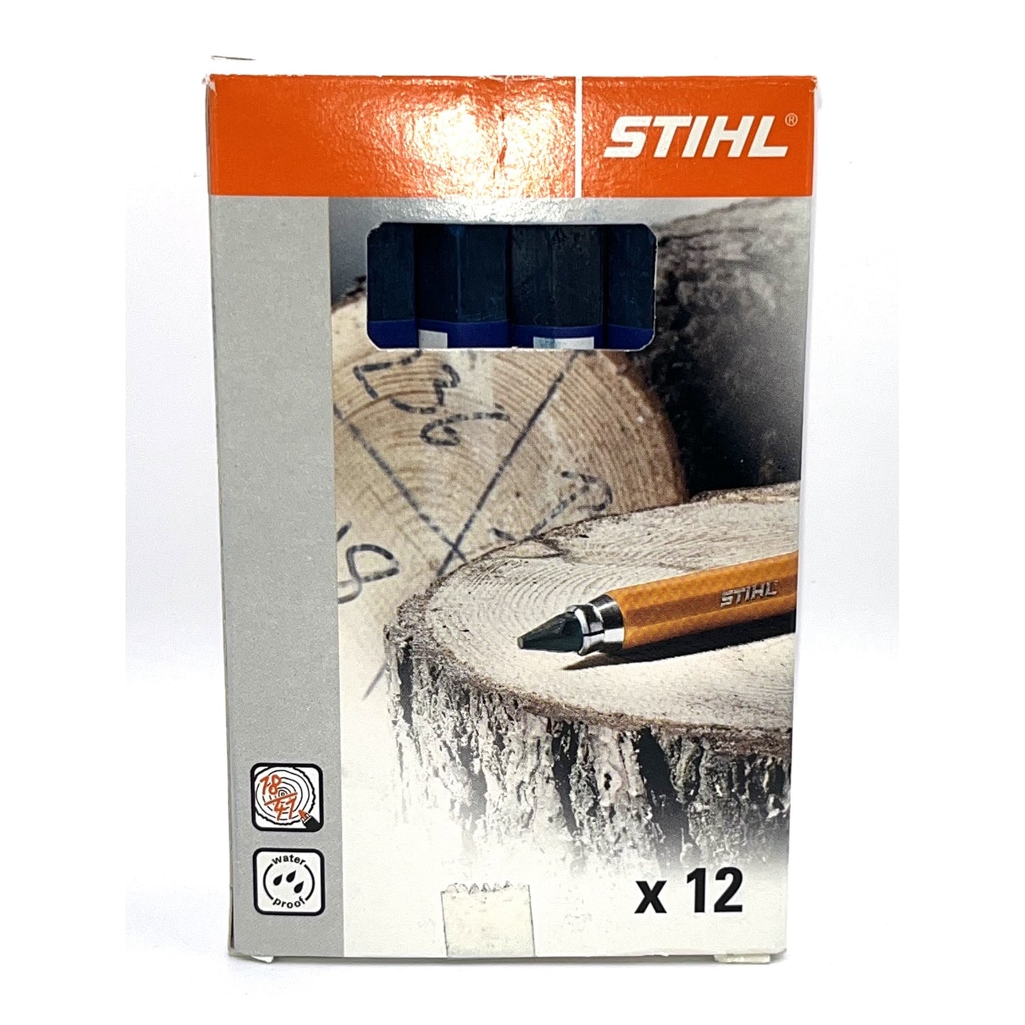 STIHL 0000 881 1500 Lumber Crayons – Waterproof Marking Chalk for Wood & Timber | Blue | Box of 12