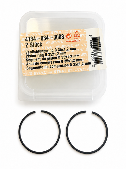 STIHL 4134 034 3003 Genuine Piston Ring Set 35x1.2 mm OEM Replacement Part (2 Pack)